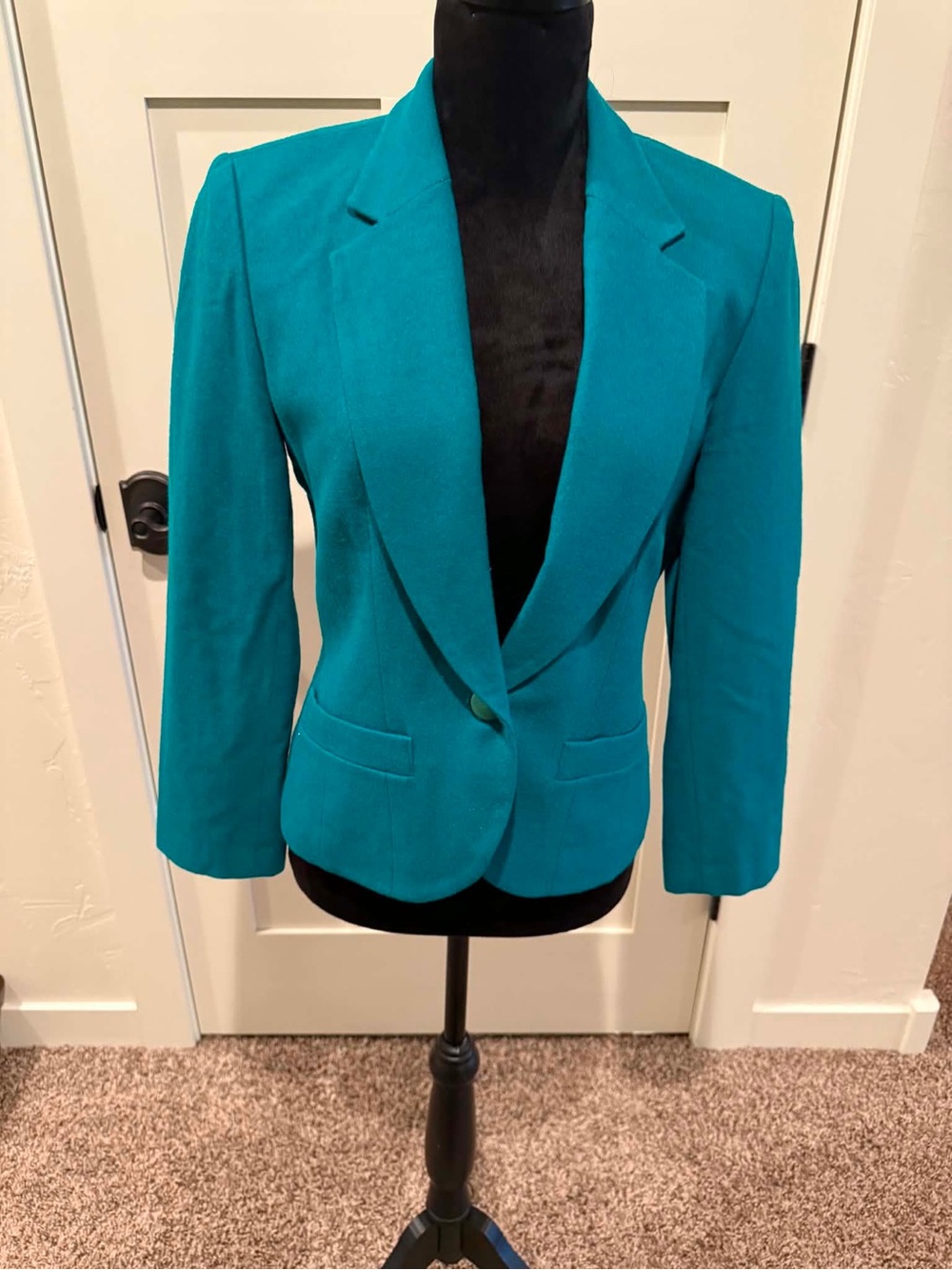Pendleton Women's Teal Virgin Wool Lined Button Blazer Jacket Pockets Sz 6